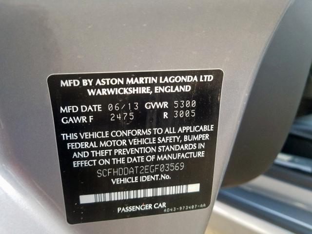 VIN SCFHDDAT2EGF03569 2014 Aston Martin Rapide no.10