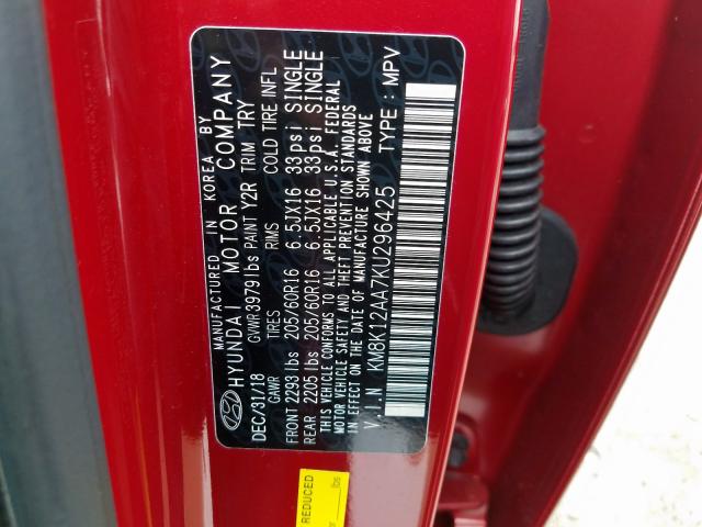 2019 HYUNDAI KONA SE KM8K12AA7KU296425