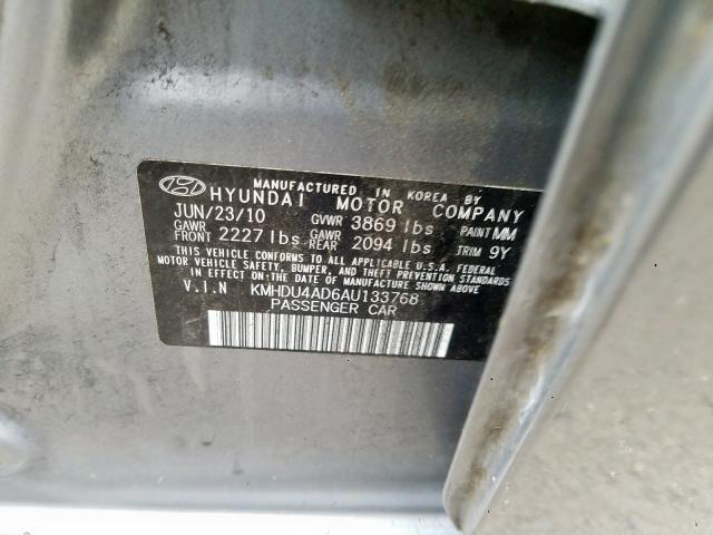 2010 HYUNDAI ELANTRA BL KMHDU4AD6AU133768
