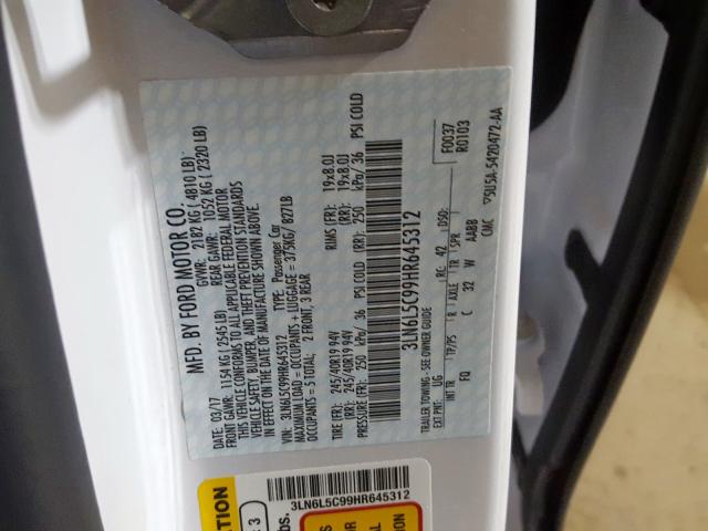 2017 LINCOLN MKZ SELECT 3LN6L5C99HR645312
