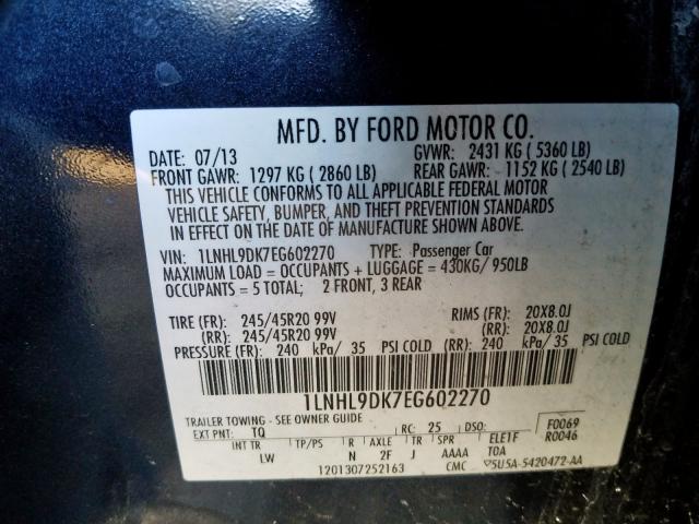 2014 LINCOLN MKS 1LNHL9DK7EG602270