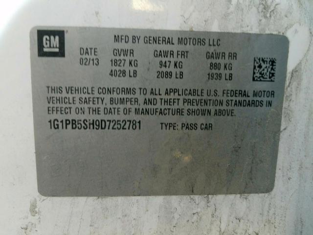 2013 CHEVROLET CRUZE LS 1G1PB5SH9D7252781