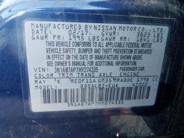 3N1AB7AP7HY274335 | 2017 NISSAN SENTRA