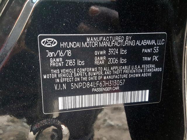 2018 HYUNDAI ELANTRA 5NPD84LF6JH313057