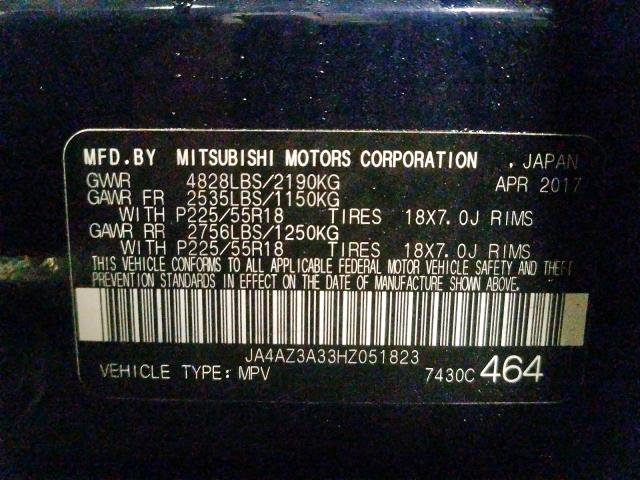 2017 MITSUBISHI OUTLANDER JA4AZ3A33HZ051823