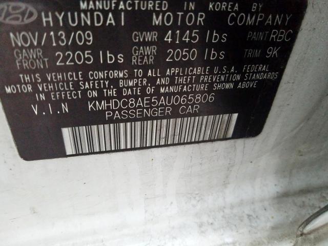 2010 HYUNDAI ELANTRA TO KMHDC8AE5AU065806