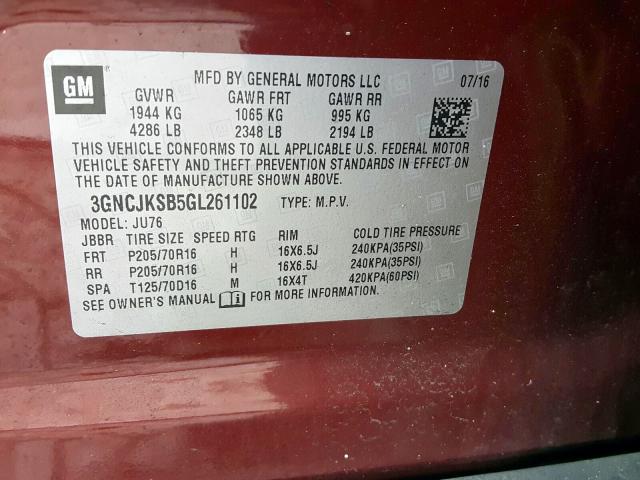2016 CHEVROLET TRAX LS 3GNCJKSB5GL261102