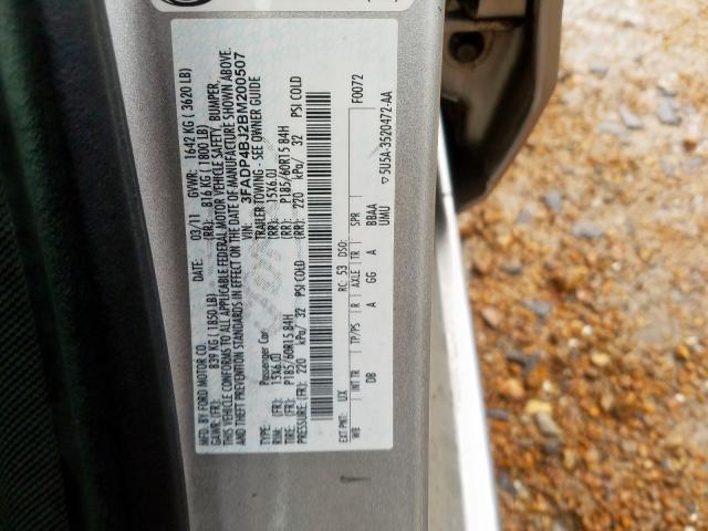 2011 FORD FIESTA 3FADP4BJ2BM200507