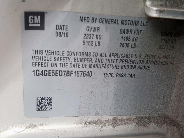 2011 BUICK LACROSSE C 1G4GE5ED7BF167640