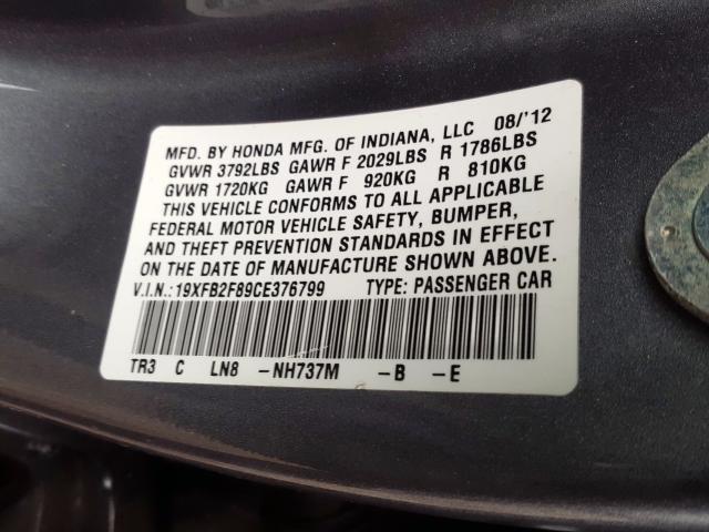 2012 HONDA CIVIC EX 19XFB2F89CE376799