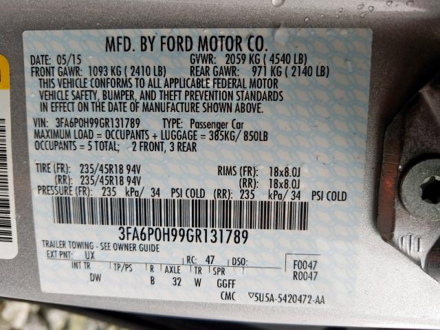 2016 FORD FUSION 3FA6P0H99GR131789