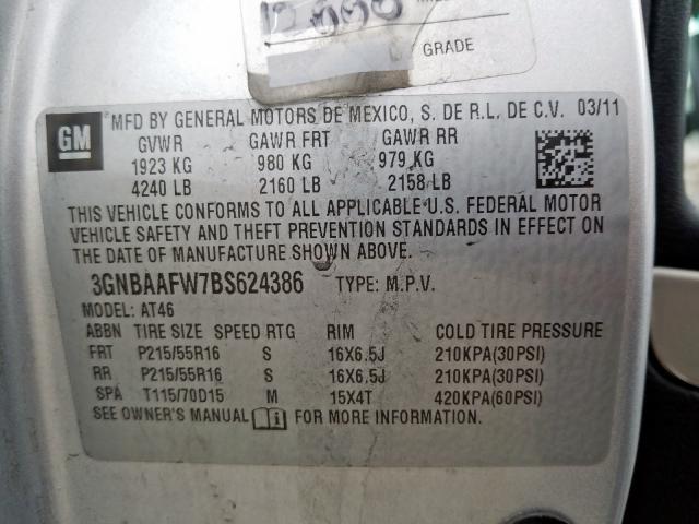 2011 CHEVROLET HHR LS 3GNBAAFW7BS624386