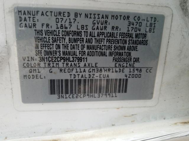 3N1CE2CP9HL379911 | 2017 NISSAN VERSA NOTE