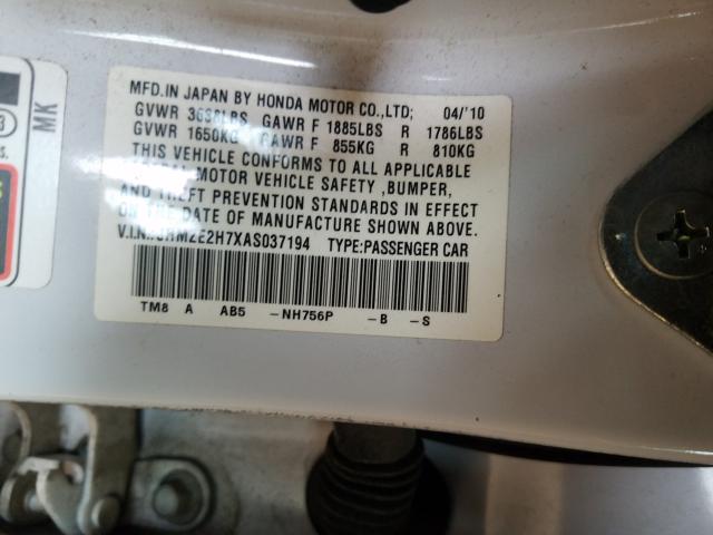 2010 HONDA INSIGHT EX JHMZE2H7XAS037194