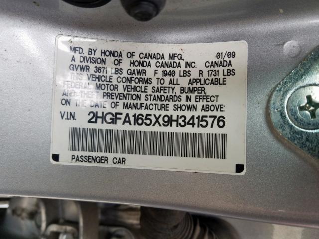 2009 Honda Civic Lx VIN: 2HGFA165X9H341576 Lot: 53631374