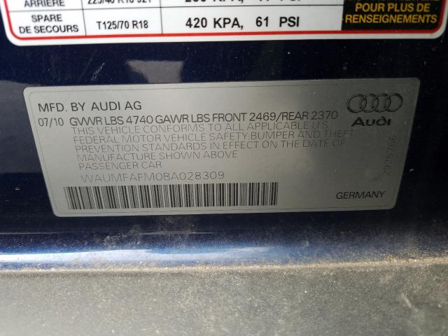 2011 AUDI A3 PREMIUM WAUMFAFM0BA028309