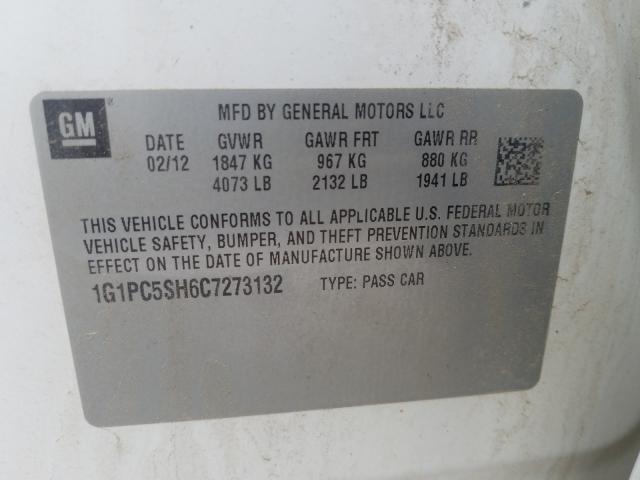 2012 CHEVROLET CRUZE LS 1G1PC5SH6C7273132