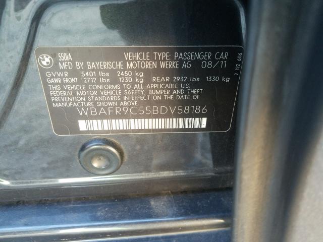 2011 BMW 550I WBAFR9C55BDV58186