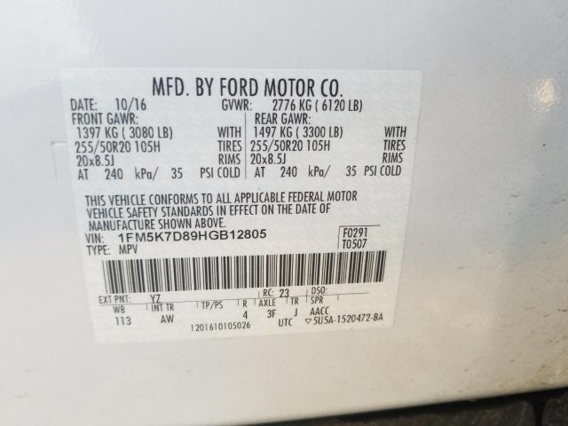 2017 FORD EXPLORER X 1FM5K7D89HGB12805