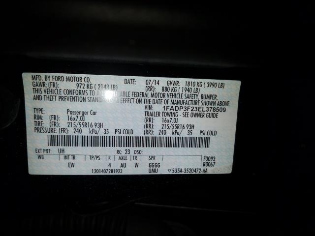 2014 FORD FOCUS SE 1FADP3F23EL378509