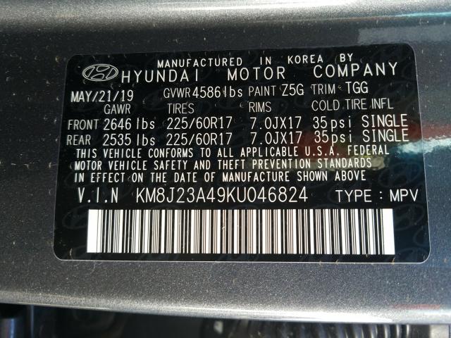 2019 HYUNDAI TUCSON SE KM8J23A49KU046824
