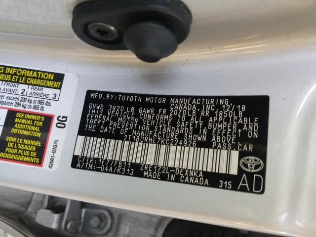 2019 TOYOTA COROLLA 2T1BURHE7KC224926