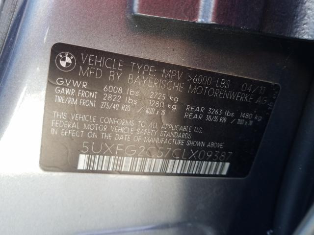 2012 BMW X6 XDRIVE3 5UXFG2C57CLX09387