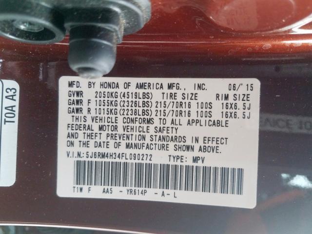 2015 HONDA CR-V LX 5J6RM4H34FL090272