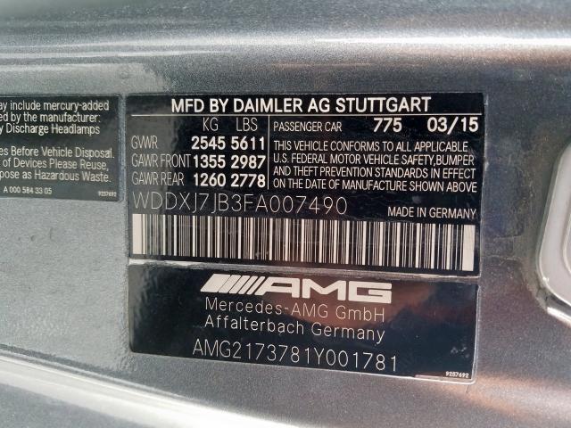 2015 MERCEDES-BENZ S 63 AMG WDDXJ7JB3FA007490