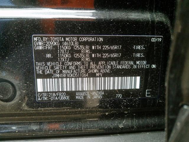 2019 TOYOTA RAV4 LE JTMH1RFV0KD511064