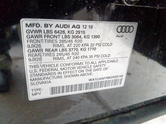 VIN WA1LHAF79KD025145 2019 Audi Q7, Premium Plus no.10