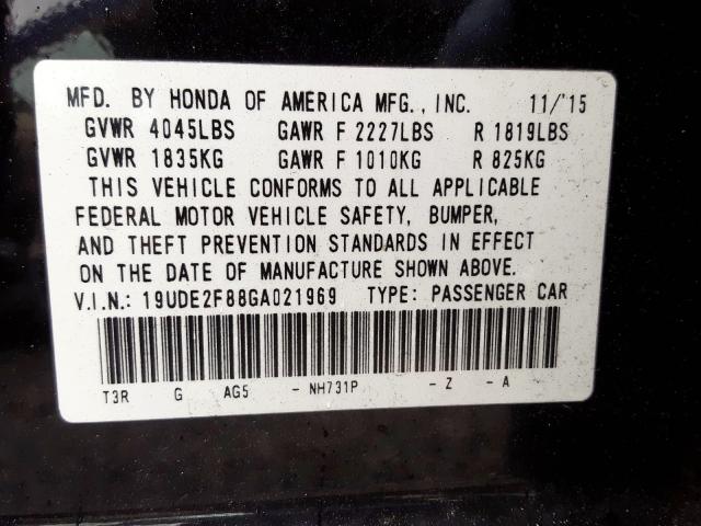 2016 ACURA ILX PREMIU 19UDE2F88GA021969
