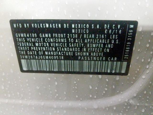 2016 VOLKSWAGEN JETTA S 3VW267AJ6GM409518