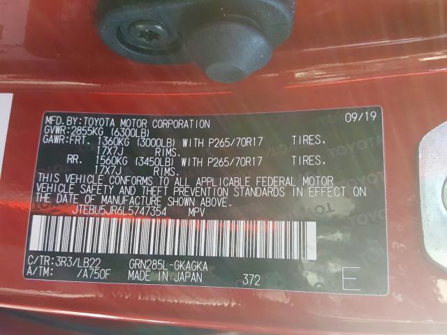 2020 TOYOTA 4RUNNER SR JTEBU5JR6L5747354