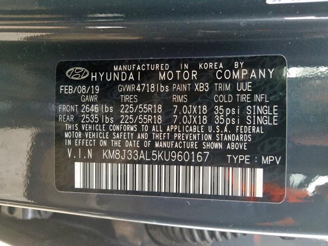 2019 HYUNDAI TUCSON LIM KM8J33AL5KU960167