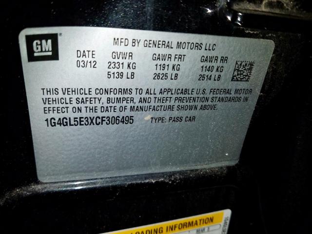 2012 BUICK LACROSSE 1G4GL5E3XCF306495