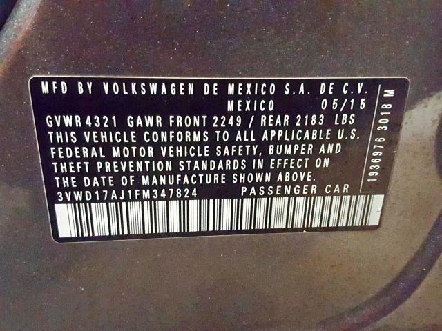 2015 VOLKSWAGEN JETTA SE 3VWD17AJ1FM347824