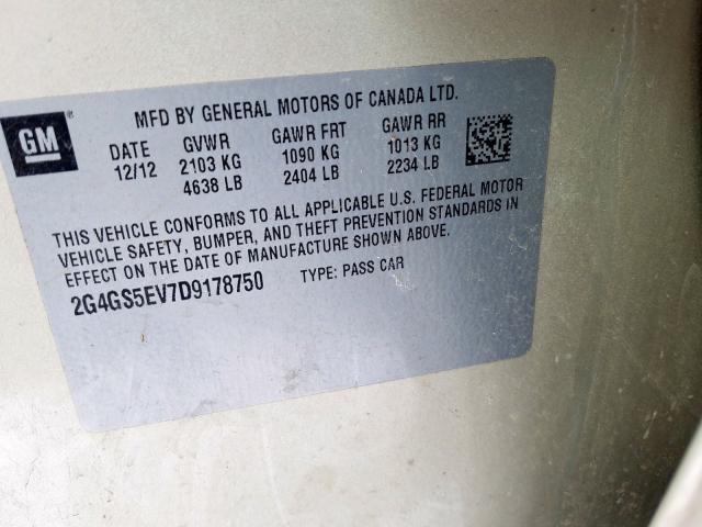 2013 BUICK REGAL PREM 2G4GS5EV7D9178750