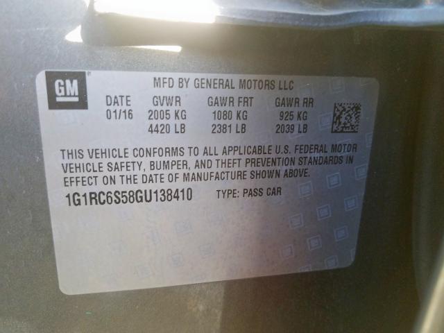 VIN 1G1RC6S58GU138410 2016 Chevrolet Volt, LT no.10