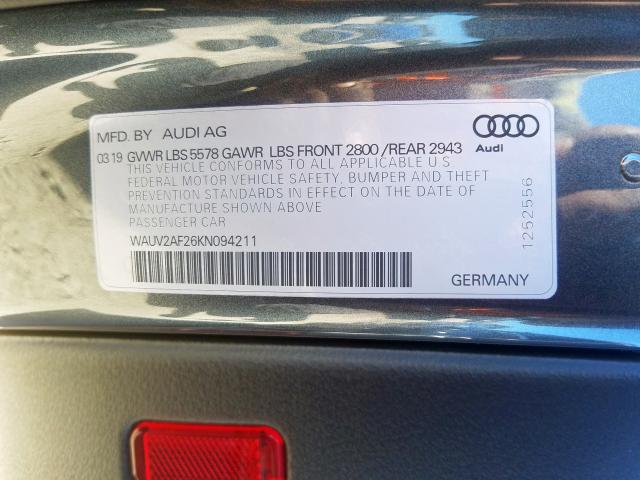 VIN WAUV2AF26KN094211 2019 AUDI A7 no.10