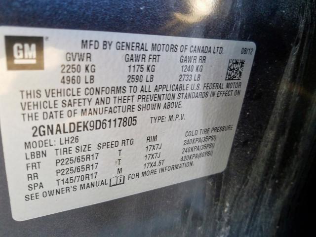 2013 CHEVROLET EQUINOX LT 2GNALDEK9D6117805