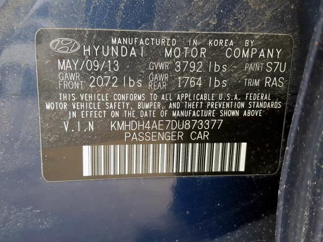 2013 HYUNDAI ELANTRA KMHDH4AE7DU873377