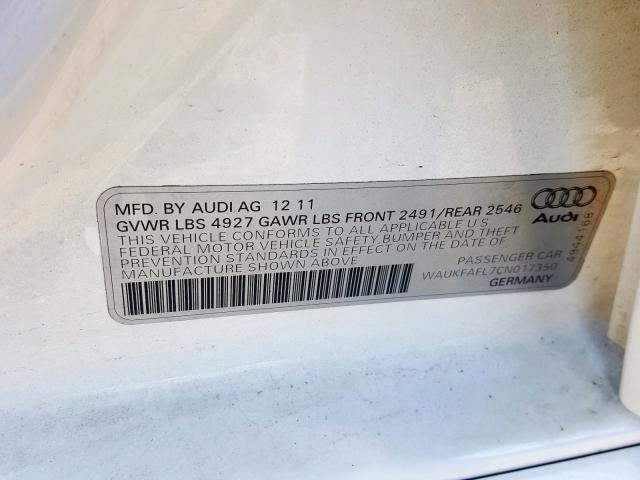 2012 AUDI A4 PRESTIG WAUKFAFL7CN017350