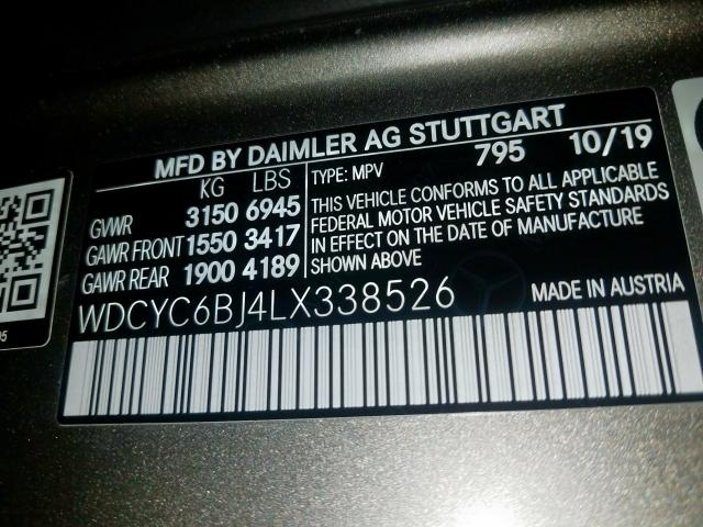 VIN WDCYC6BJ4LX338526 2020 Mercedes-Benz G-Class, 550 no.10