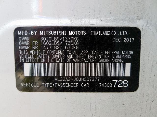 2018 MITSUBISHI MIRAGE ES ML32A3HJ0JH007377