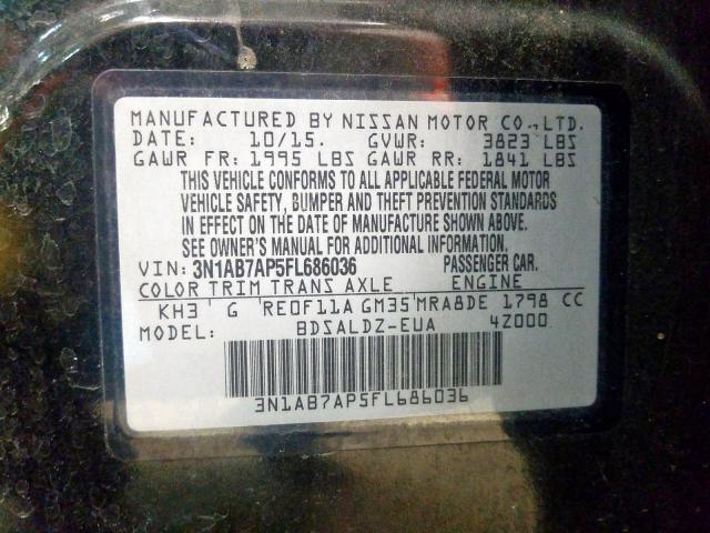 2015 NISSAN SENTRA S 3N1AB7AP5FL686036