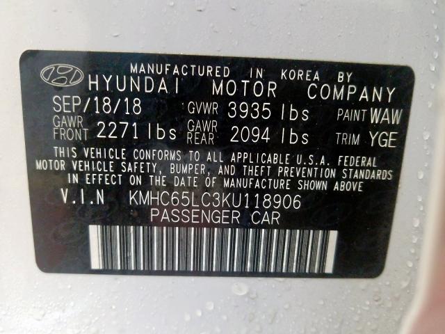 2019 HYUNDAI IONIQ BLUE KMHC65LC3KU118906