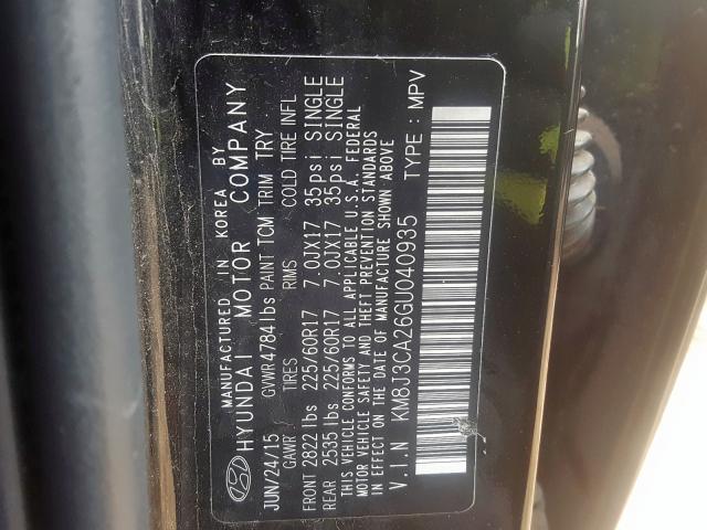 2016 HYUNDAI TUCSON KM8J3CA26GU040935