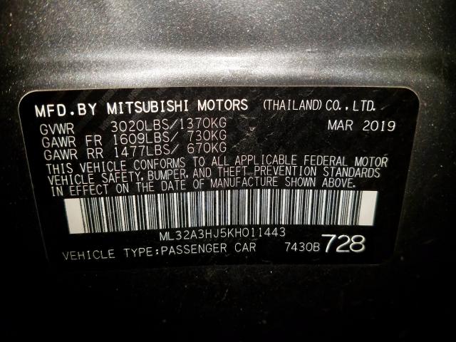 2019 MITSUBISHI MIRAGE ES ML32A3HJ5KH011443