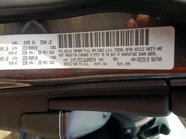2016 JEEP CHEROKEE L 1C4PJMCS1GW289574